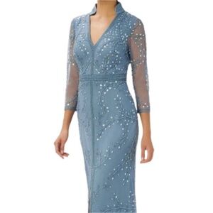 NWT Adrianna Papell  1E209946 P  Evening Dress VINTAGE BLUE Size 12P